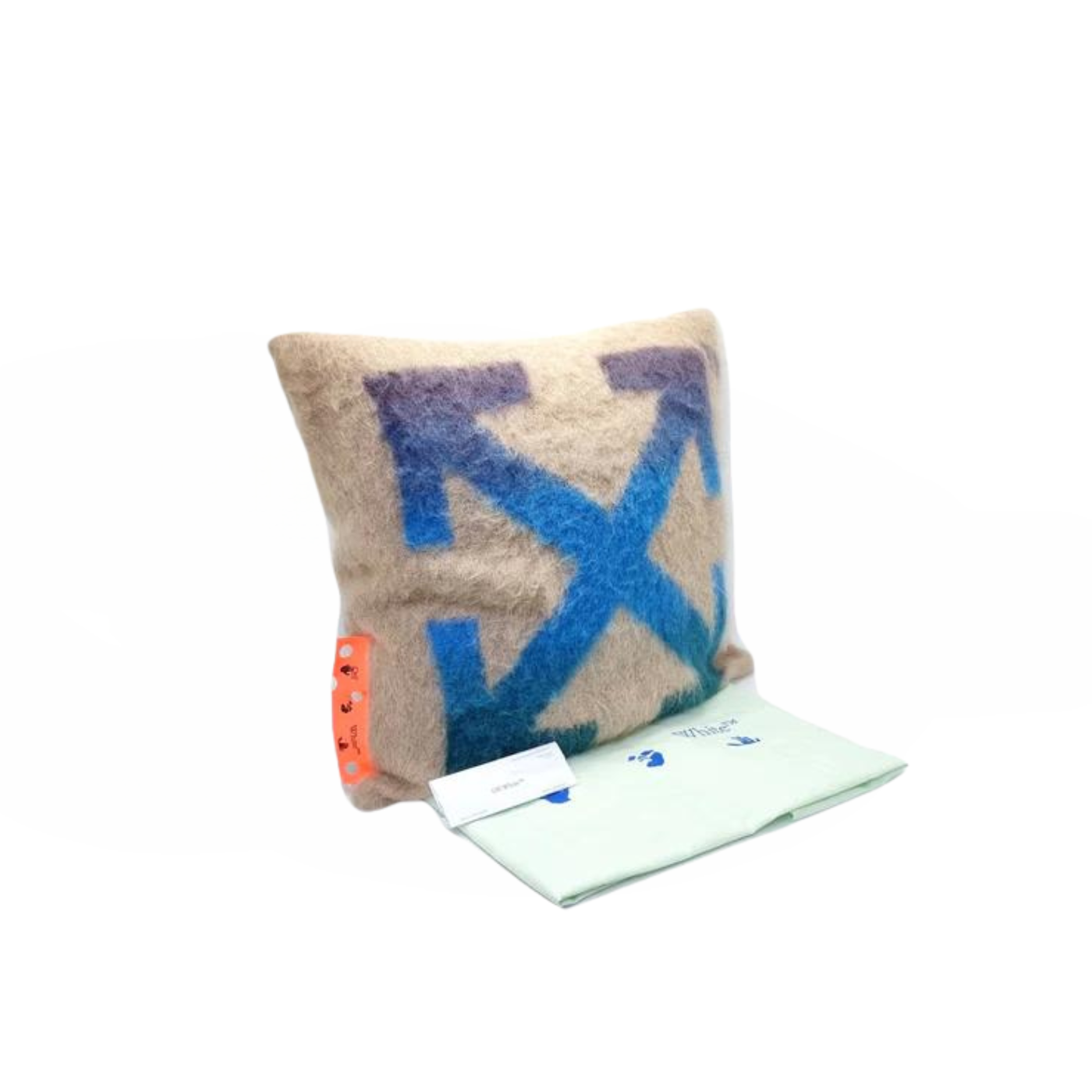 Off-white mohair cushion taupe blue | The Valley Store PH