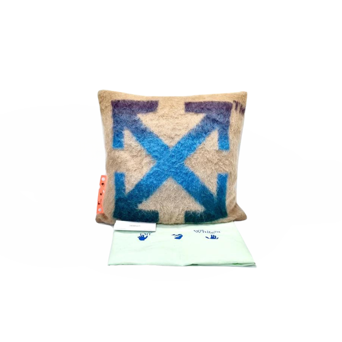 Off-white mohair cushion taupe blue | The Valley Store PH