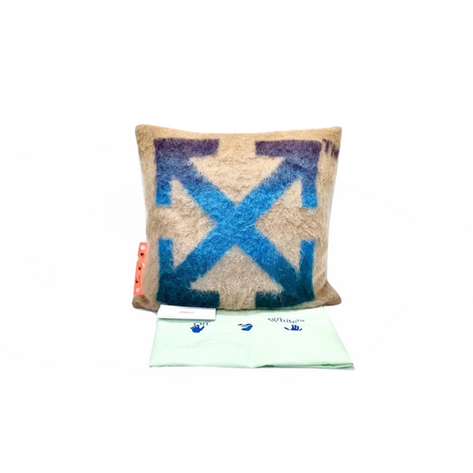 Off-white mohair cushion taupe blue | The Valley Store PH