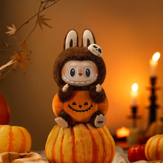 Pop Mart Labubu Happy Halloween Party Series-Sitting Pimkin Vinyl Plush Pendant